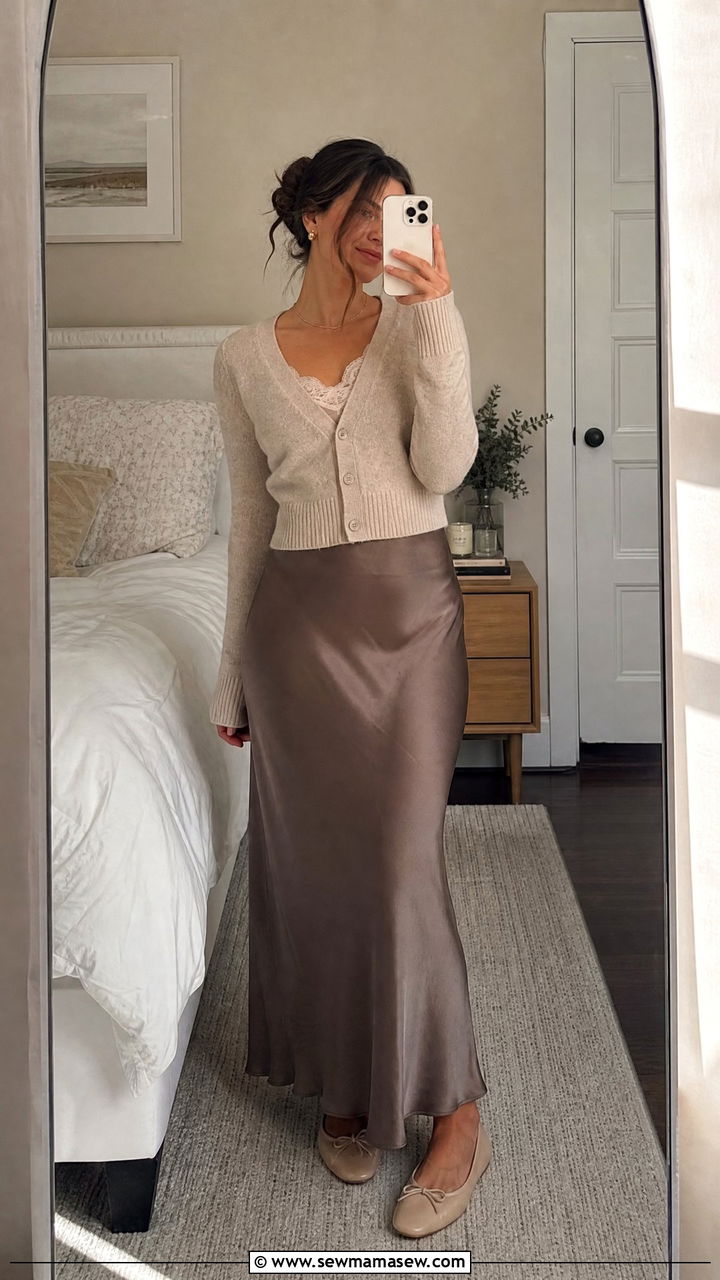 Cardigan and slip skirt outfit - 25 How to dress in your 20s