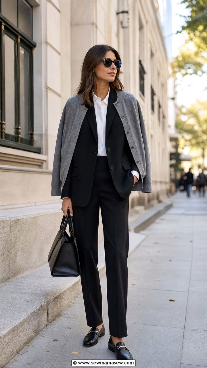 Cardigan draped over a blazer - 35 How to style a cardigan