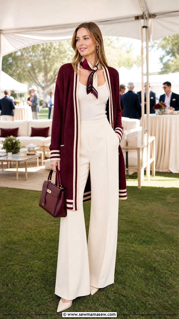Cardigan outfit with wide leg trousers - 25 Gameday outfit ideas HBCU