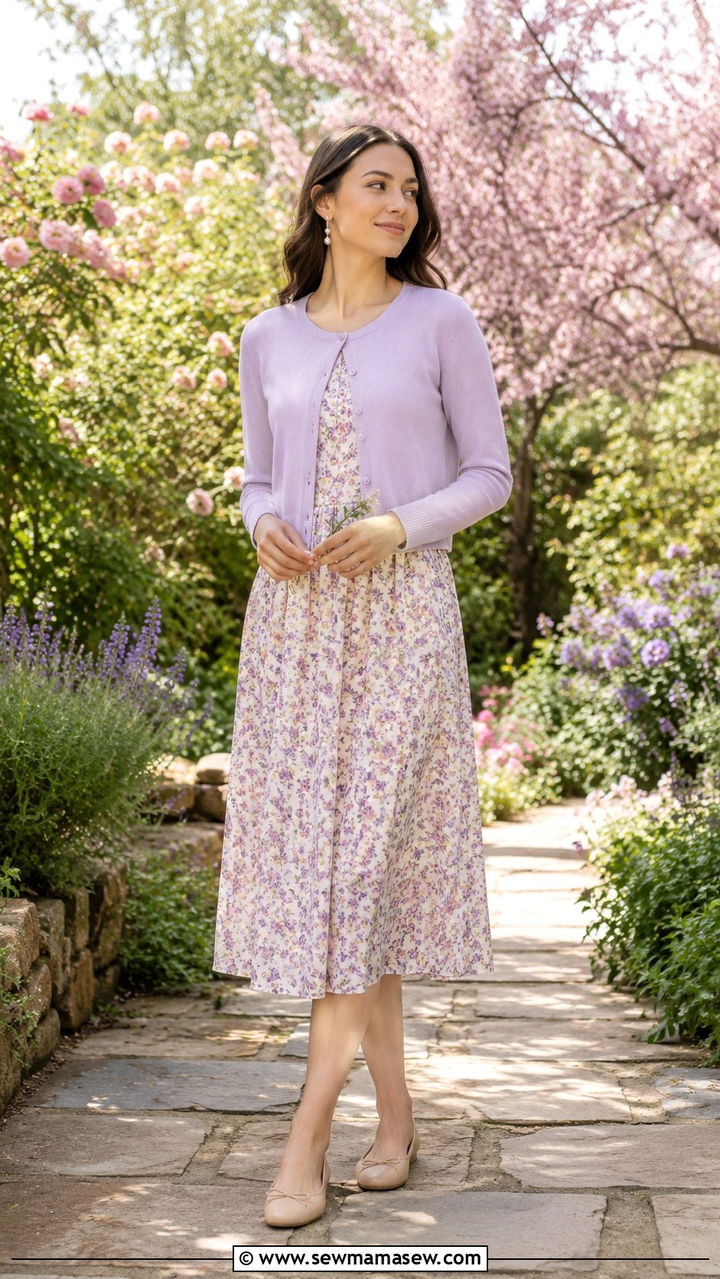 Cardigan over floral midi dress spring - 30 Modest outfit ideas with cardigan
