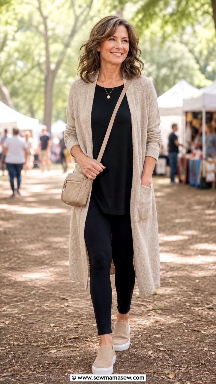 Cardigan over leggings concert over 50 - 25 What to wear to a concert over 50