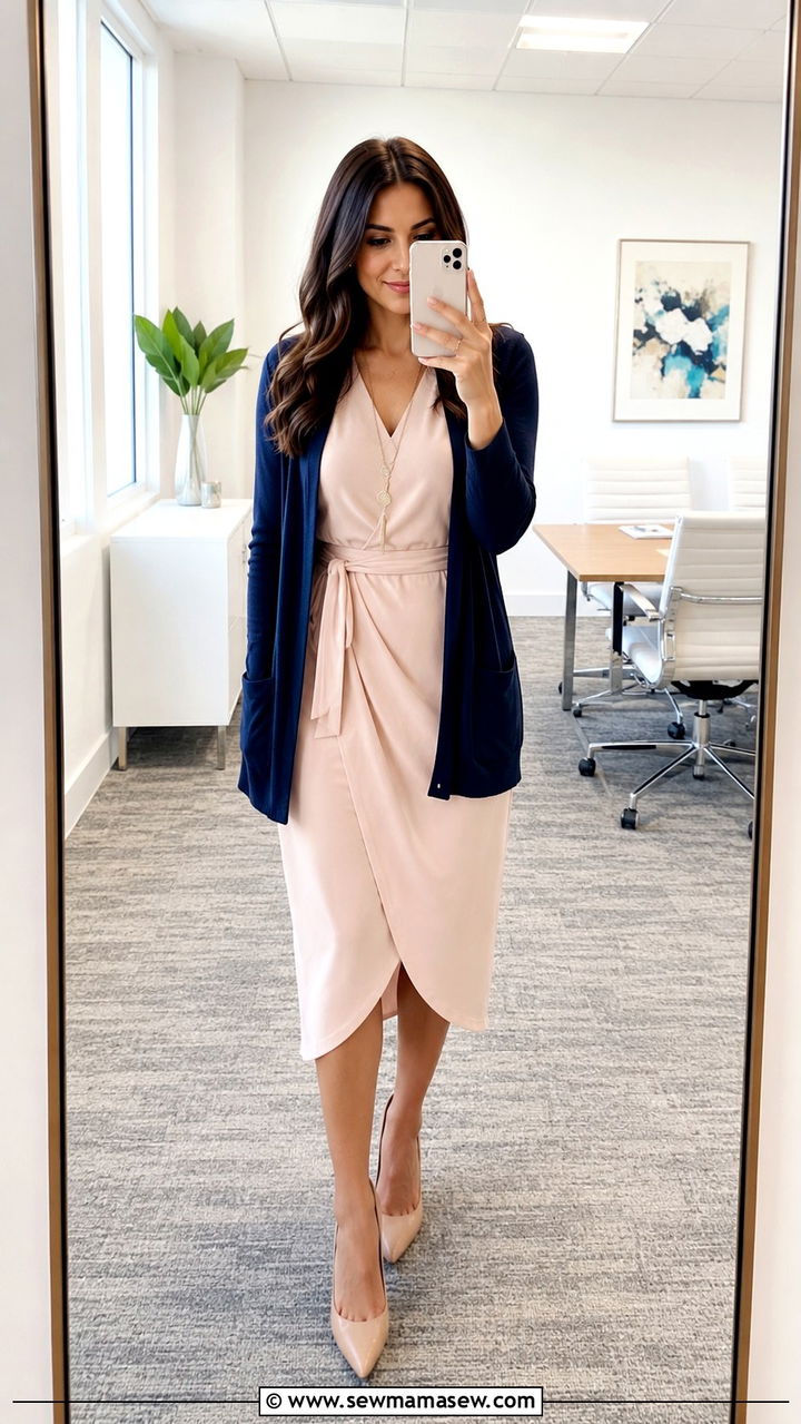 Cardigan with a Column Skirt and Ankle Strap Heels - 30 How to style a cardigan for work
