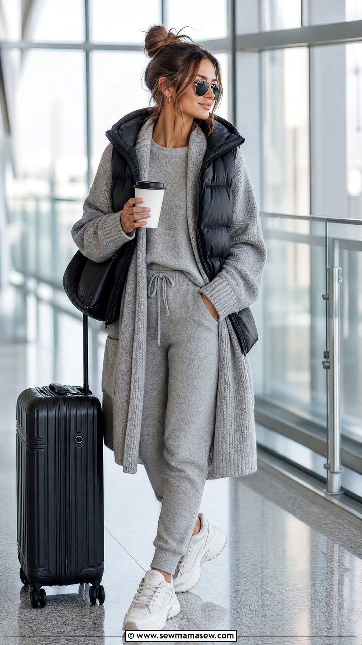 Cardigan with joggers outfit - 25 chic cardigan outfit ideas