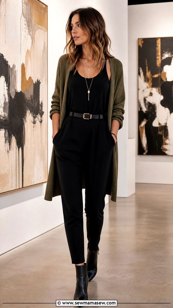 Cardigan with jumpsuit outfit - 40 cardigan outfit ideas for women