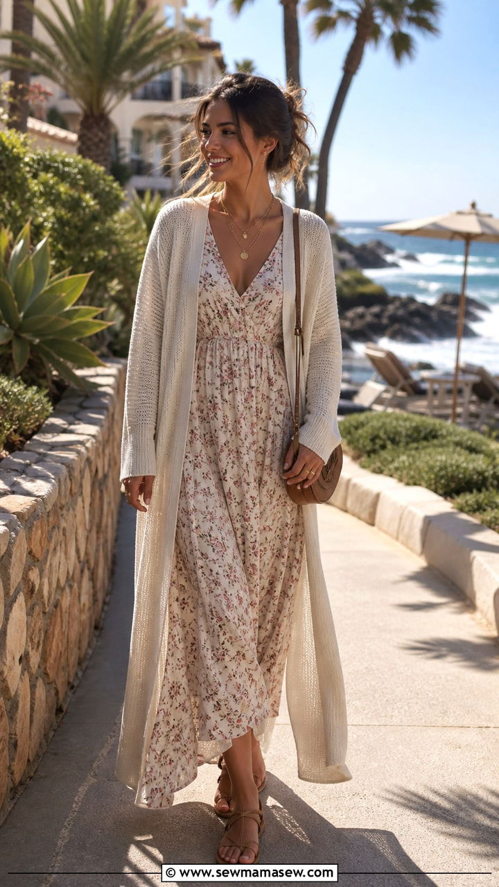 Cardigan with maxi dress outfit - 40 cardigan outfit ideas for women