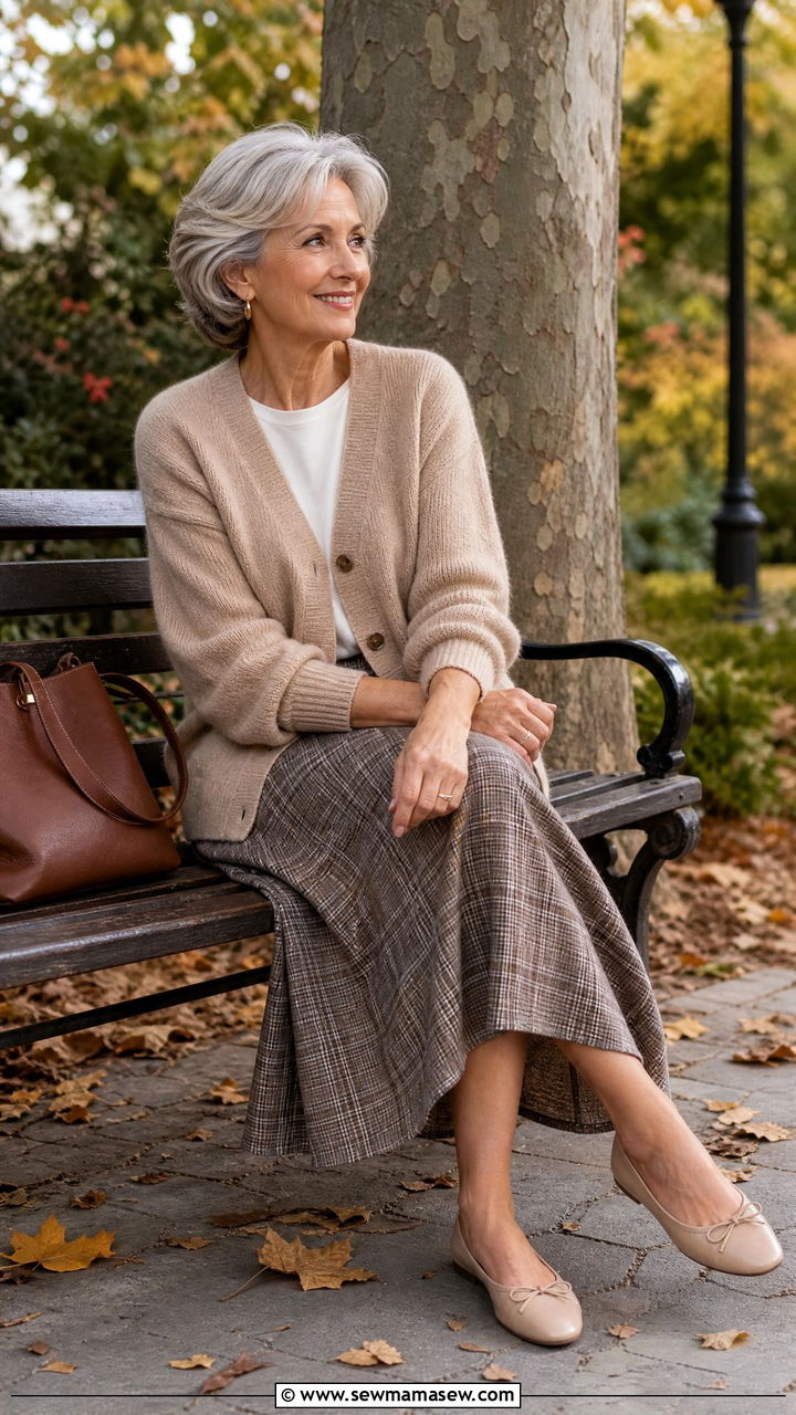 Cardigan with midi skirt - 30 Elevated casual outfit ideas for women over 50