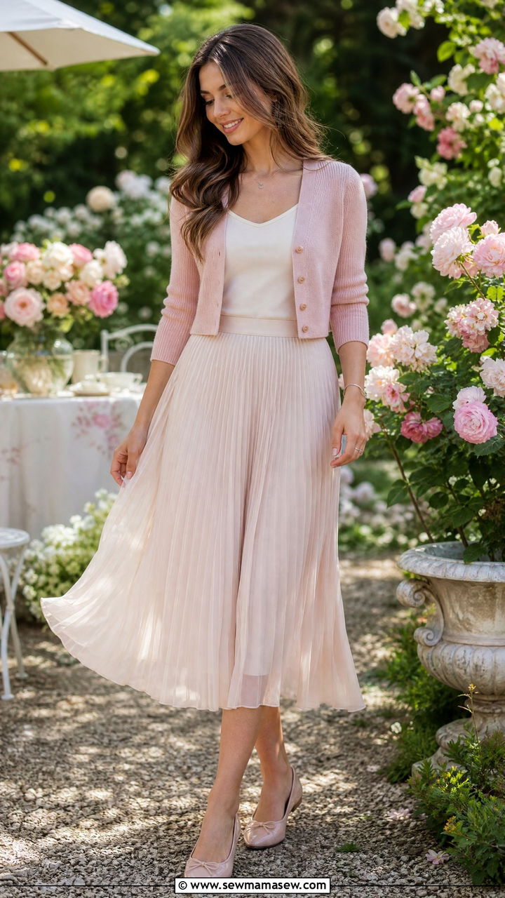 Cardigan with pleated midi skirt - 35 How to style a cardigan