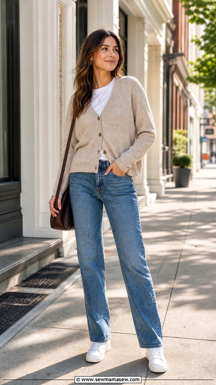 Cardigan with straight leg jeans - 35 How to style a cardigan