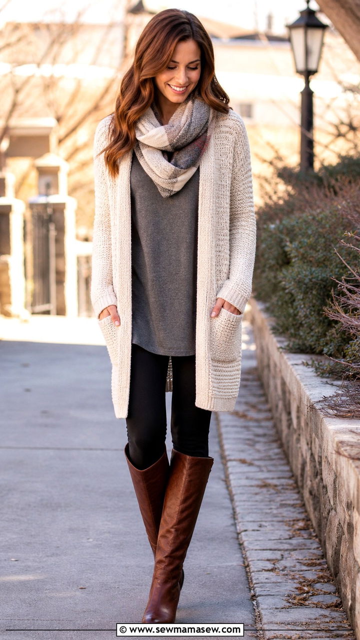 Cardigan with tunic and leggings - 40 cardigan outfit ideas for women