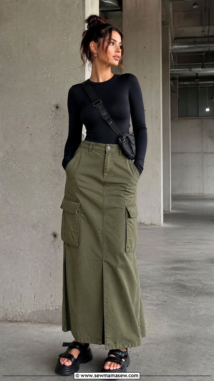 Cargo Maxi Skirt Outfit - 35 maxi skirt outfit ideas for women