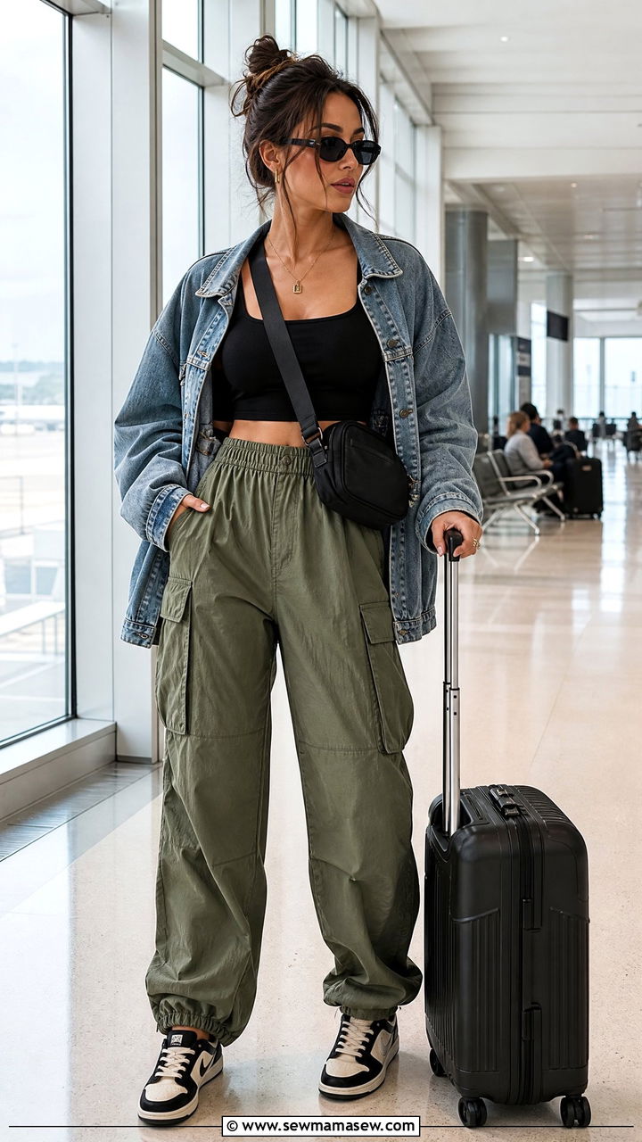 Cargo Pants And Crop Top Airport Outfit - 25 Jet setter outfit ideas
