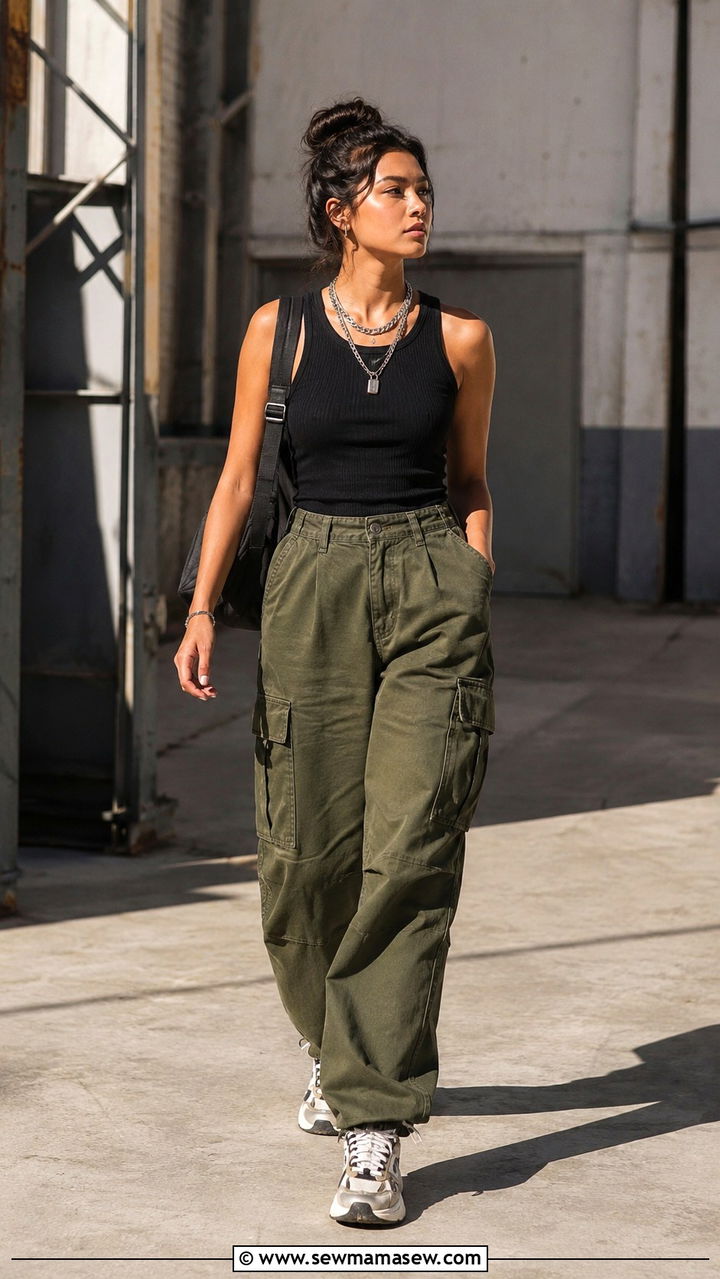 Cargo Pants And Fitted Tank Top Outfit - 25 90s outfits inspo