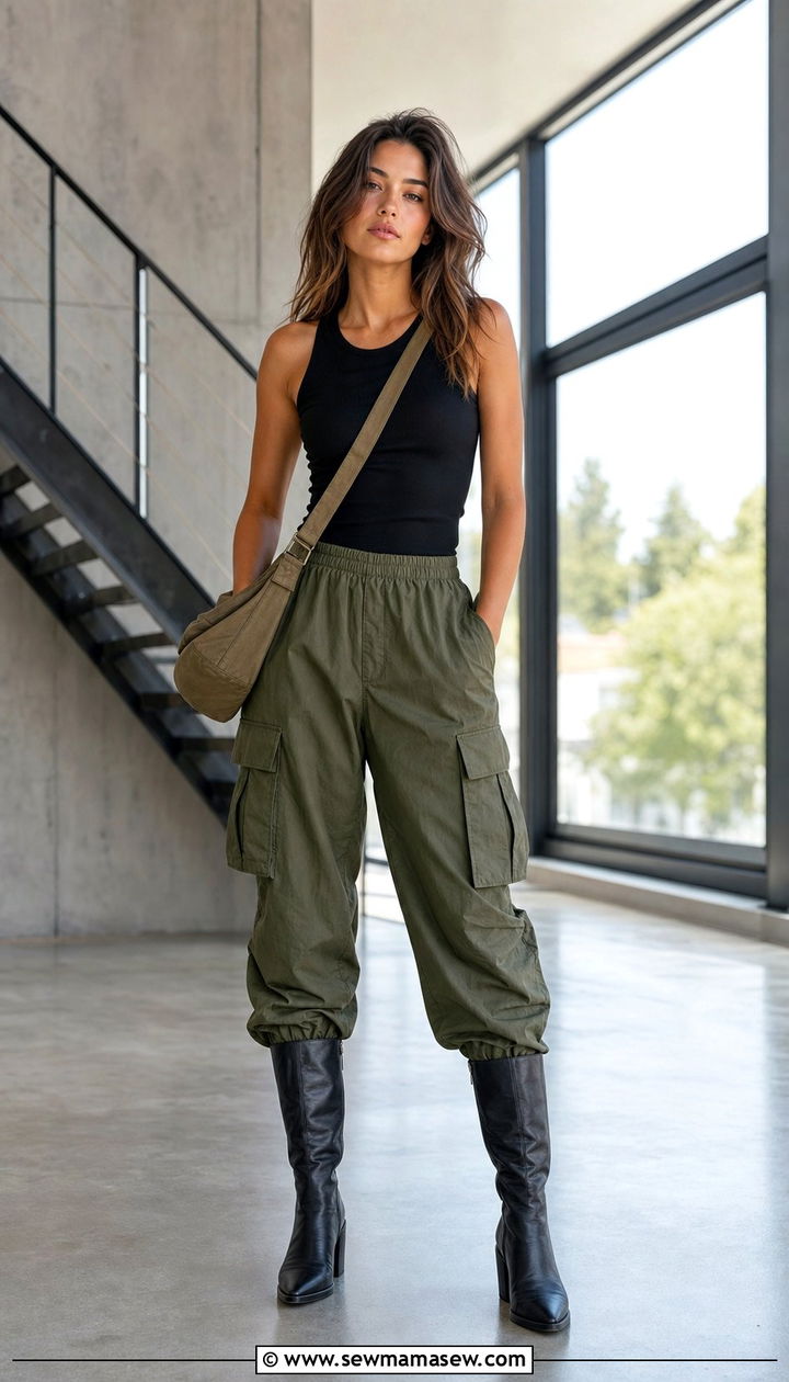 Cargo Pants Tucked into Knee High Boots - 25 Summer outfits with knee high boots