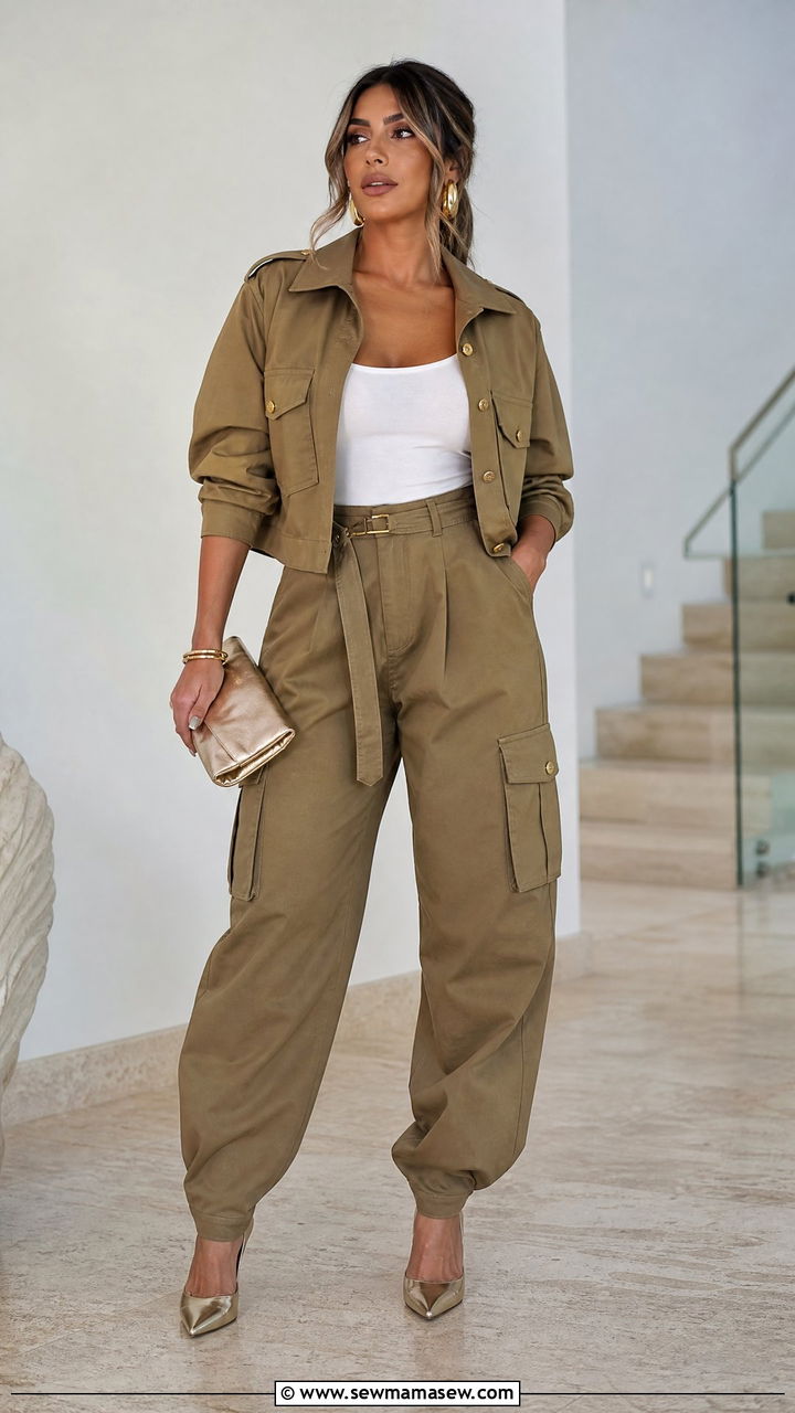 Cargo Pants With A Matching Utility Jacket - 25 classy cargo pants outfits