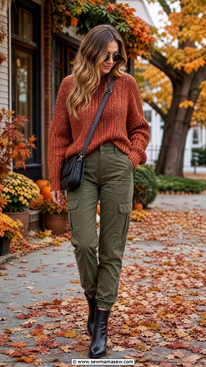Cargo Pants With Ankle Boots And A Chunky Sweater - 25 classy cargo pants outfits