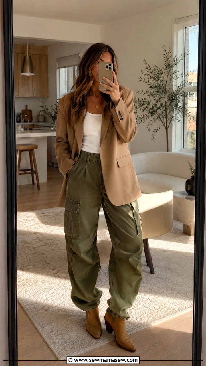Cargo Pants With Beige Blazer - 30 Cargo pants outfit ideas with blazer