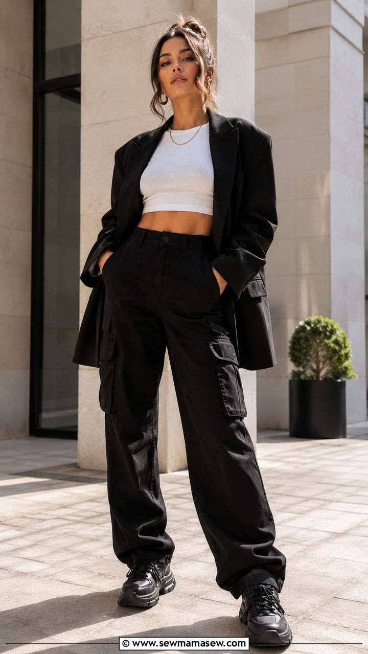 Cargo Pants With Blazer And Crop Top - 30 Cargo pants outfit ideas with blazer