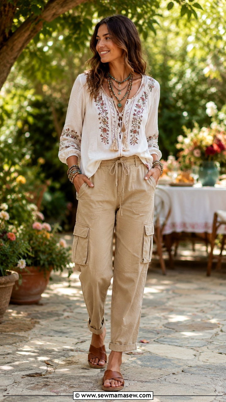 Cargo Pants With Boho Blouse - 30 How to style cargo pants in summer