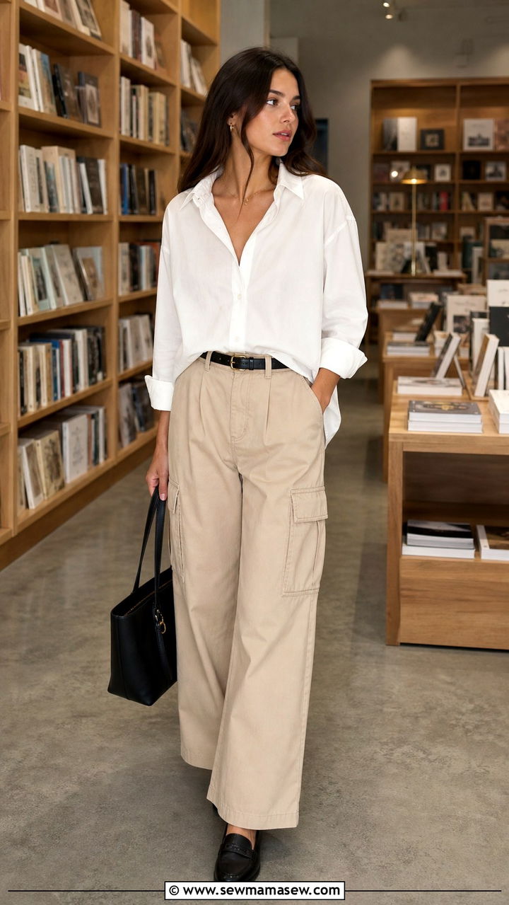 Cargo Pants With Button Down Shirt And Loafers - 40 casual cargo pants outfits