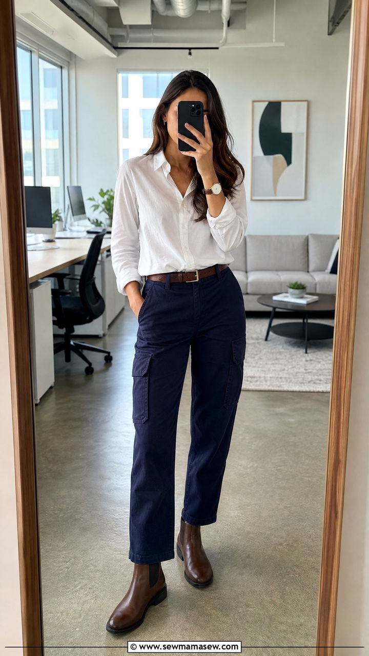 Cargo Pants With Button Down Shirt and Chelsea Boots - 25 cargo pants outfits aesthetic