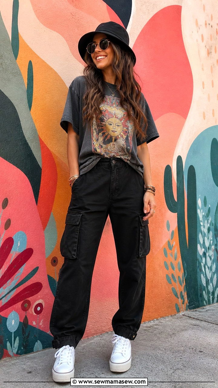 Cargo Pants With Cardigan and Ballet Flats Outfit - 40 cargo pants outfit ideas for women