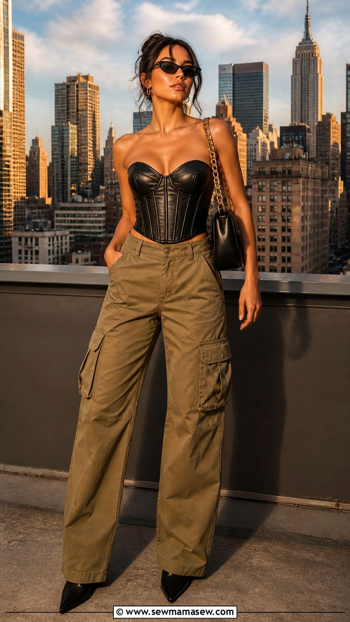 Cargo Pants With Corset Top And Pointed Toe Boots - 40 casual cargo pants outfits