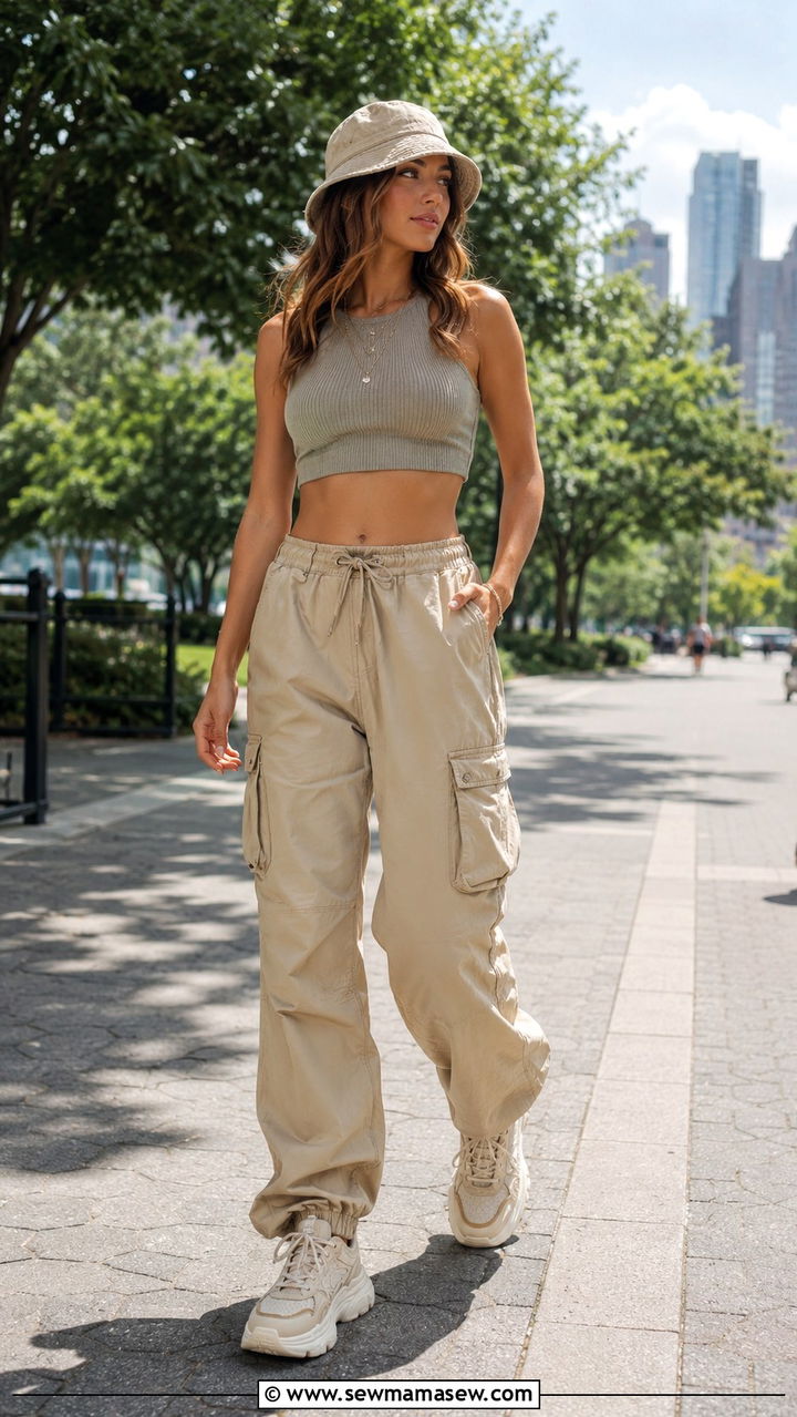 Cargo Pants With Crop Top And Bucket Hat Outfit - 30 Indie outfit ideas