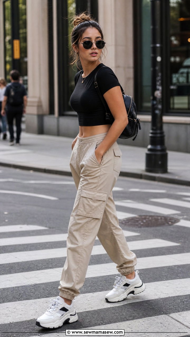 Cargo Pants With Crop Top And Chunky Sneakers - 25 Cargo pants outfit ideas with crop top