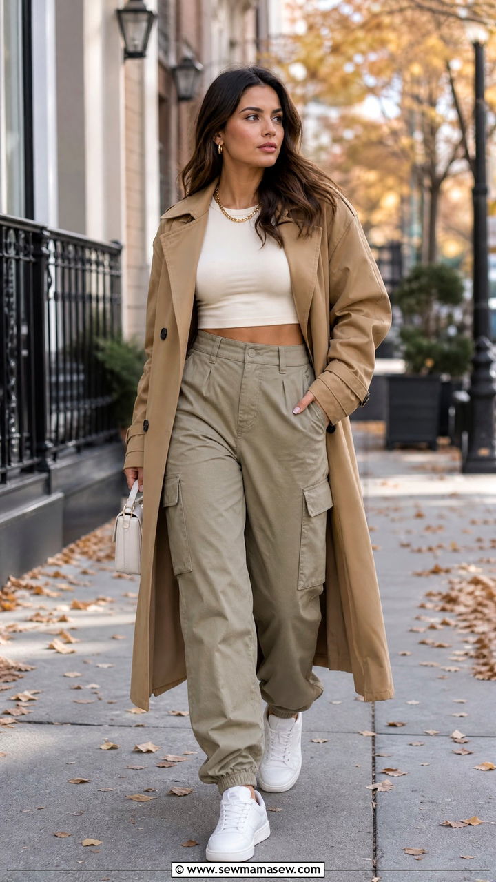 Cargo Pants With Crop Top And Trench Coat - 25 Cargo pants outfit ideas with crop top