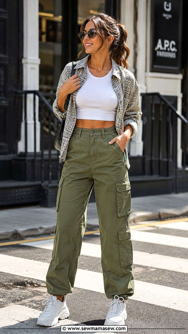 Cargo Pants With Cropped Tank Outfit - 25 2026 fashion trends women casual