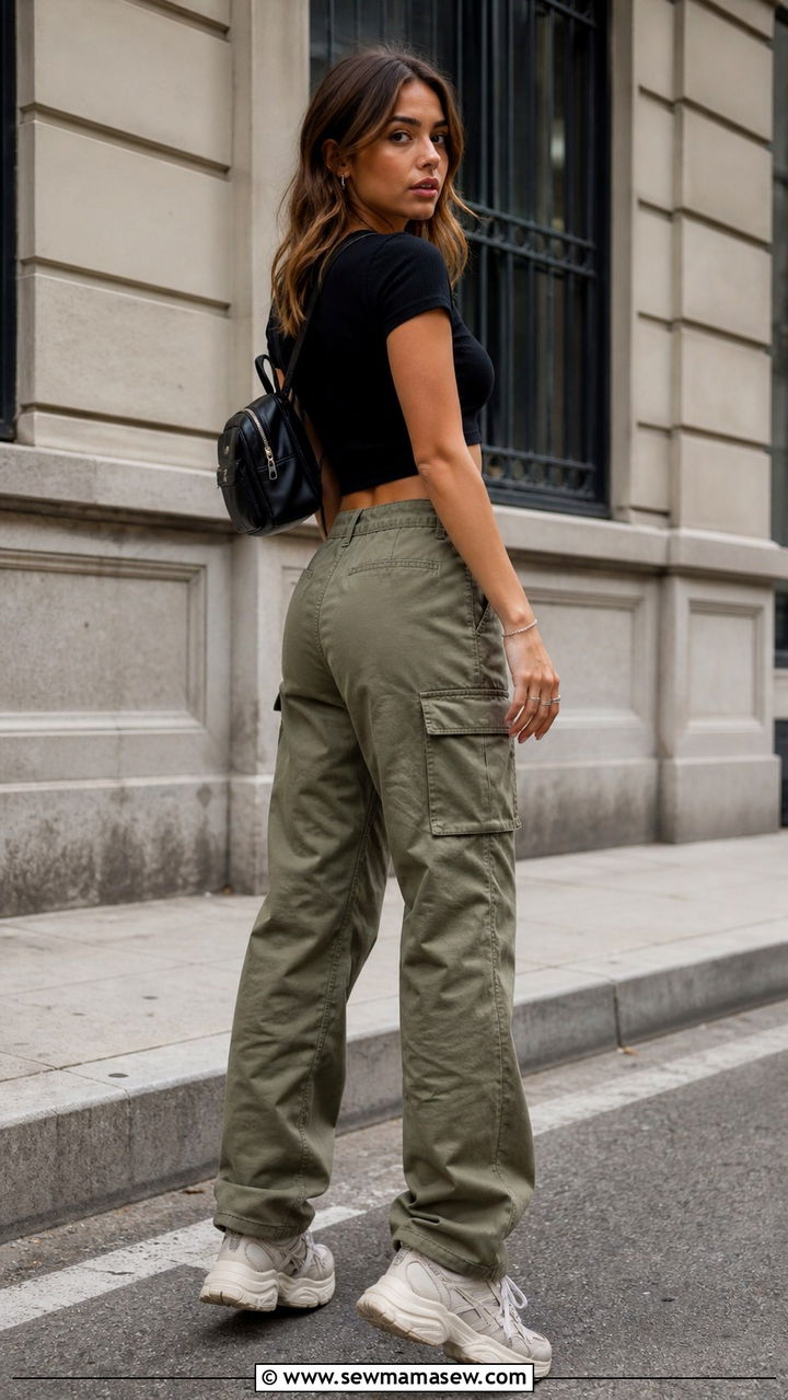 Cargo Pants With Cropped Top - 40 summer casual outfit ideas