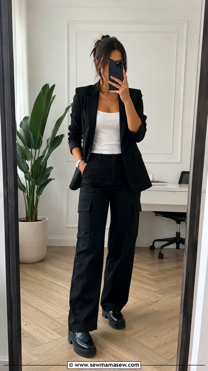 Cargo Pants With Fitted Blazer Outfit - 30 Office outfits for Gen Z