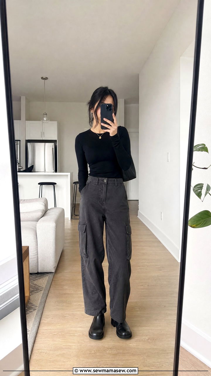 Cargo Pants With Fitted Long Sleeve Tee And Chelsea Boots - 25 Cargo pants outfit ideas petite