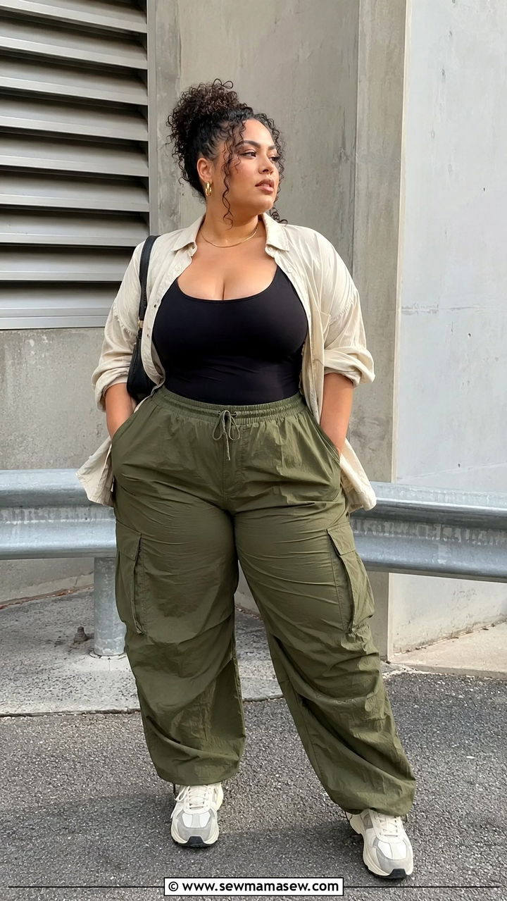 Cargo Pants With Fitted Tank Top - 30 Plus size outfit ideas 2026
