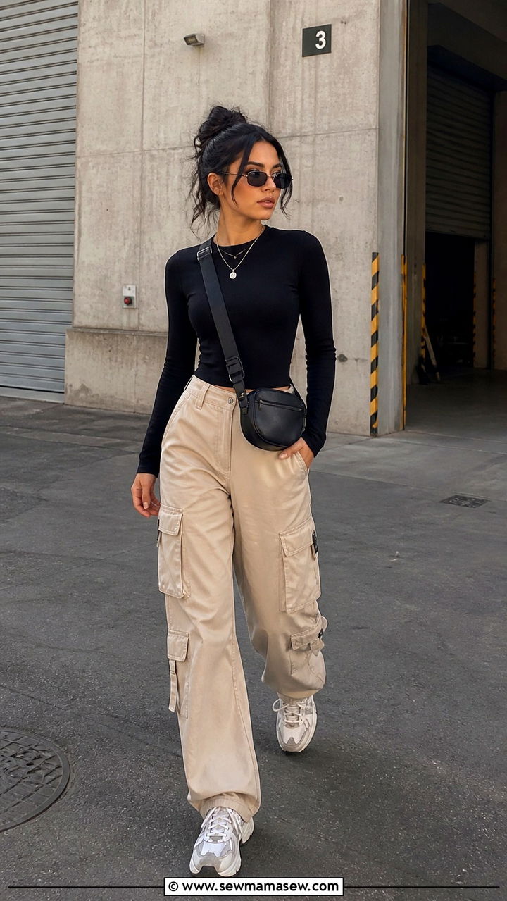 Cargo Pants With Fitted Top And Chunky Sneakers - 40 What to wear in Amsterdam