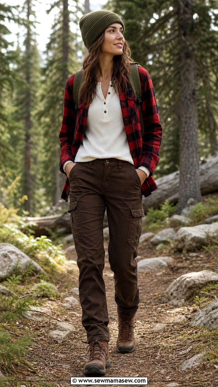 Cargo Pants With Flannel Shirt And Hiking Boots - 40 casual cargo pants outfits
