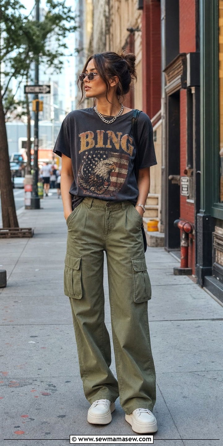 Cargo Pants With Graphic Tee Summer Outfit - 35 Casual chic summer outfit ideas 2026