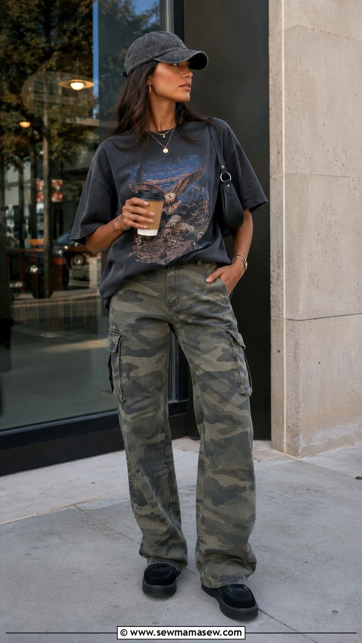 Cargo Pants With Graphic Tee - 30 How to style cargo pants in summer