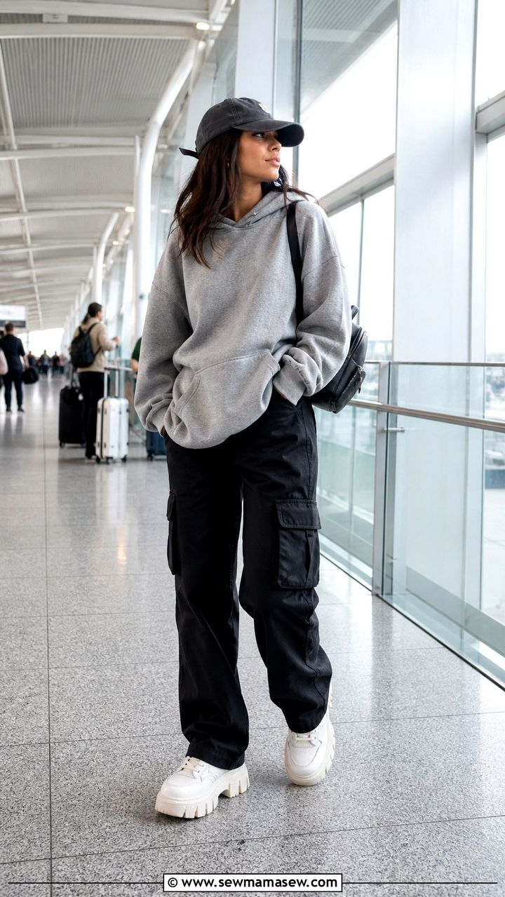 Cargo Pants With Hoodie and Chunky Sneakers Outfit - 40 cargo pants outfit ideas for women