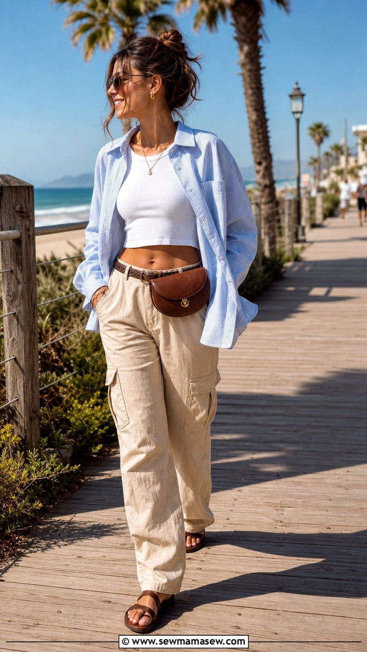 Cargo Pants With Oversized Button Down Spring Outfit - 25 Spring outfits with cargo pants