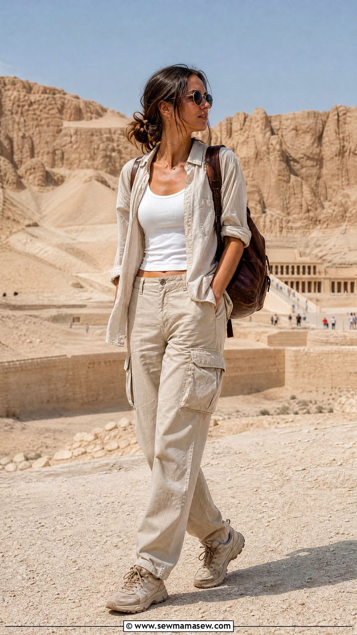 Cargo Pants With Oversized Linen Shirt - 35 Luxor outfit ideas