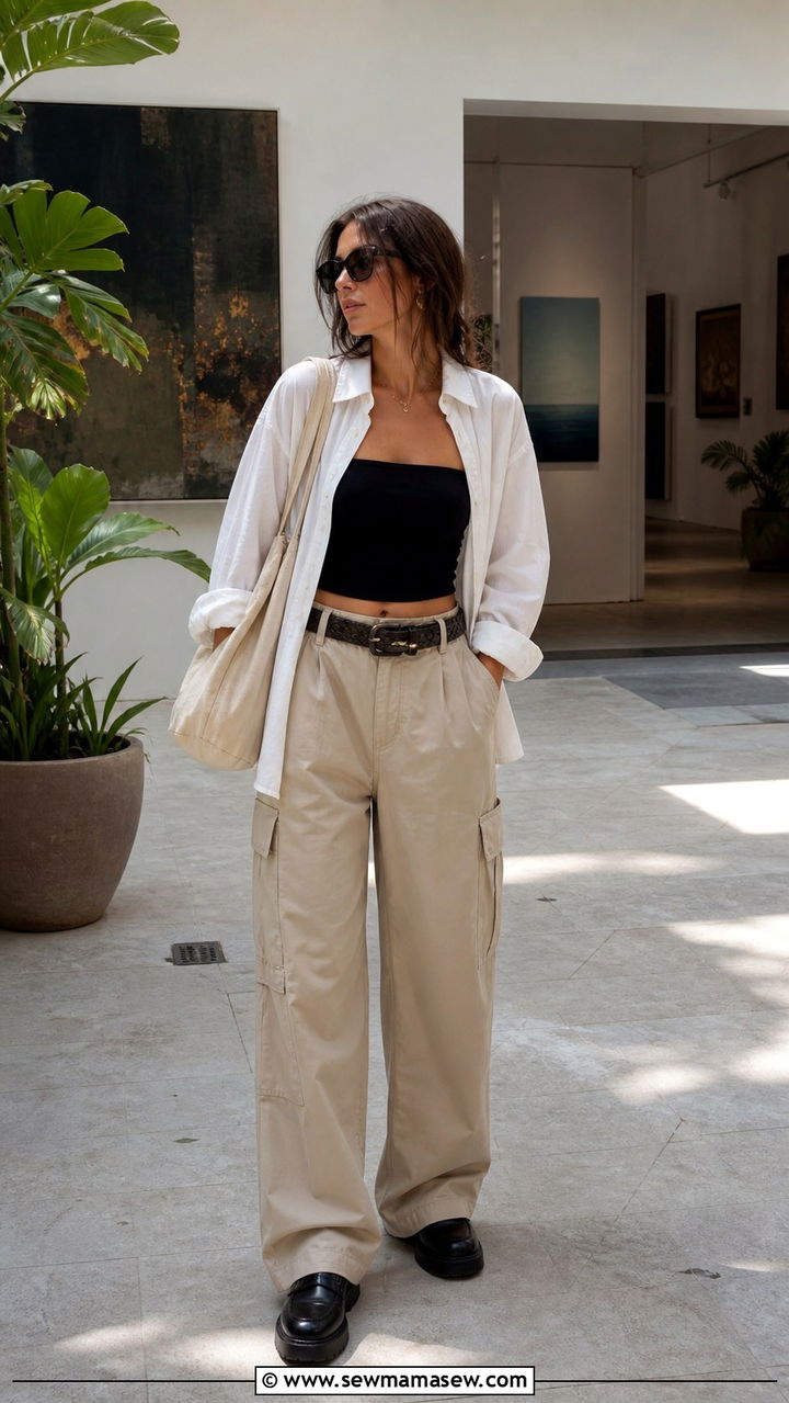 Cargo Pants With Oversized Shirt And Chunky Loafers - 40 casual cargo pants outfits