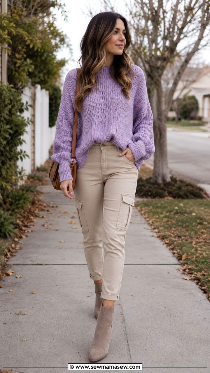 Cargo Pants With Oversized Sweater and Ankle Boots - 30 How to style cargo pants in spring