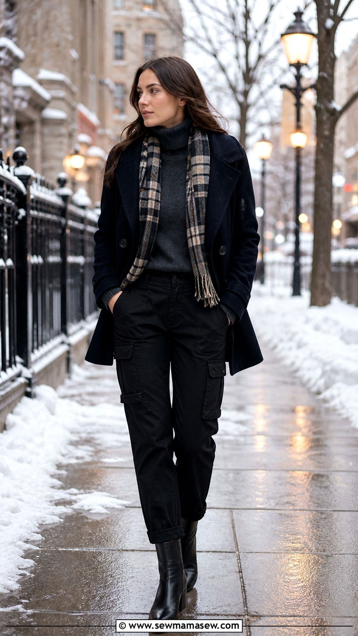 Cargo Pants With Peacoat And Ankle Boots - 40 casual cargo pants outfits