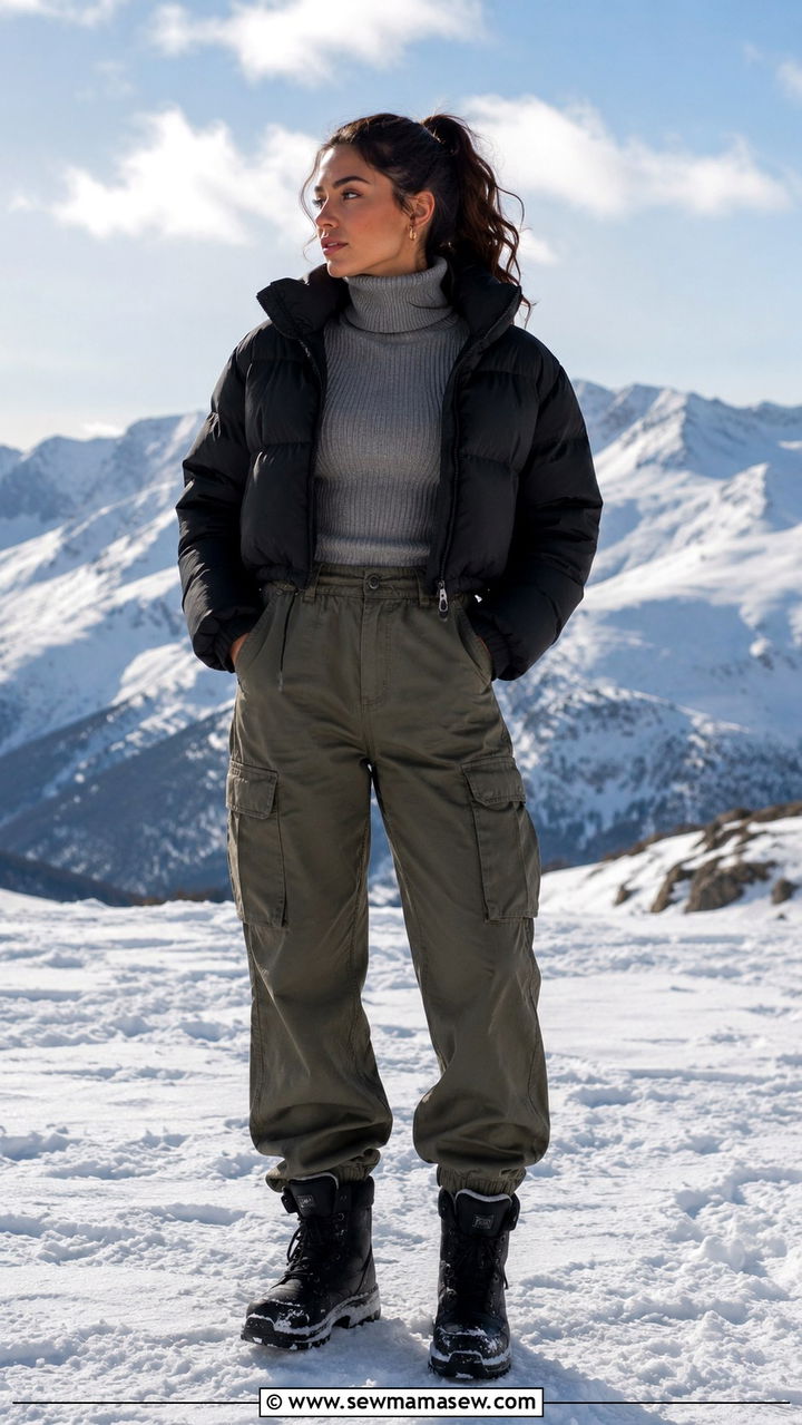 Cargo Pants With Puffer Jacket And Snow Boots - 30 how to style cargo pants outfits