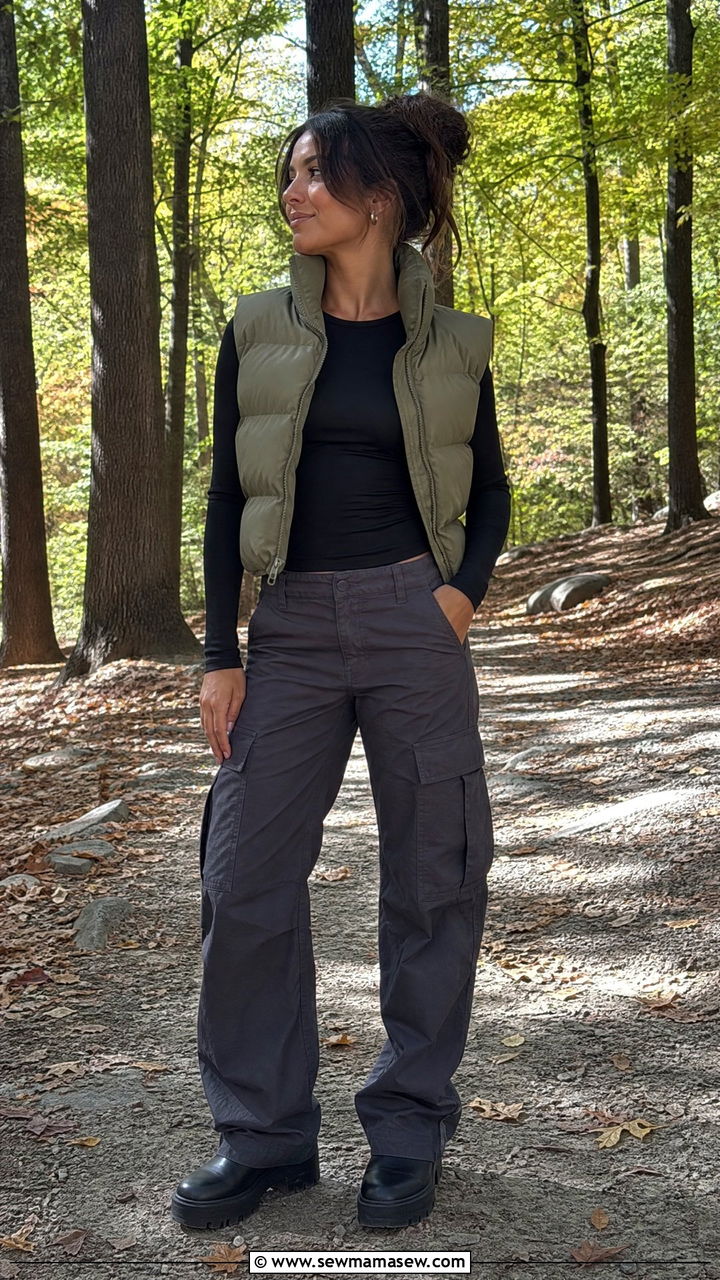 Cargo Pants With Puffer Vest And Lug Sole Boots - 25 Cargo pants outfit ideas petite