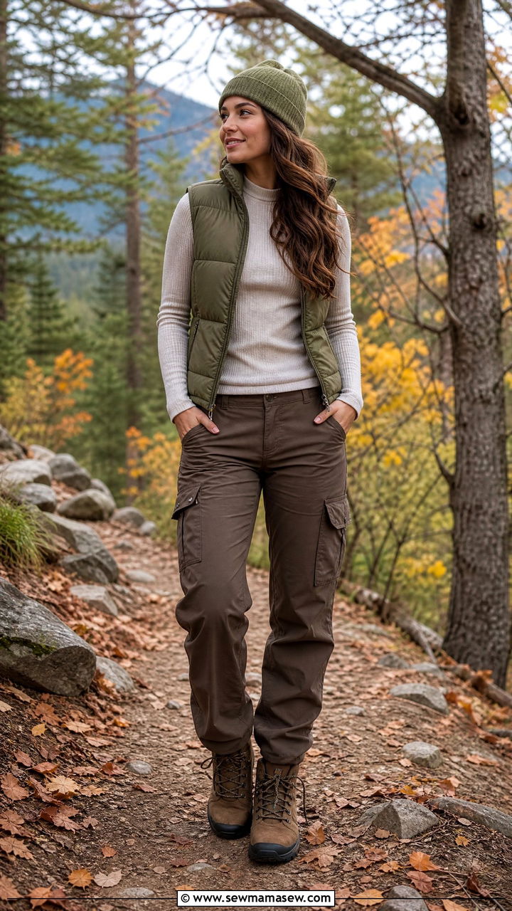 Cargo Pants With Puffer Vest and Hiking Boots - 30 cute cargo pants outfits