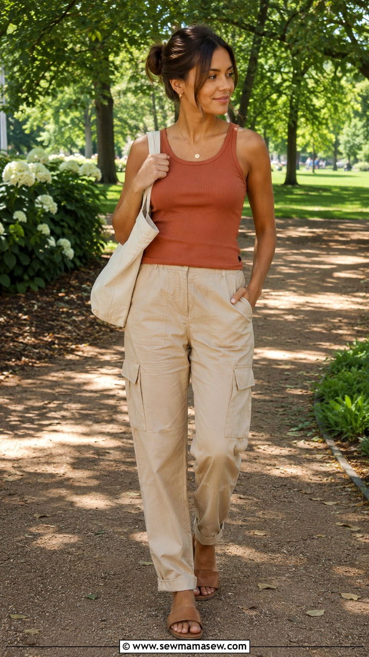 Cargo Pants With Ribbed Tank - 30 How to style cargo pants in summer
