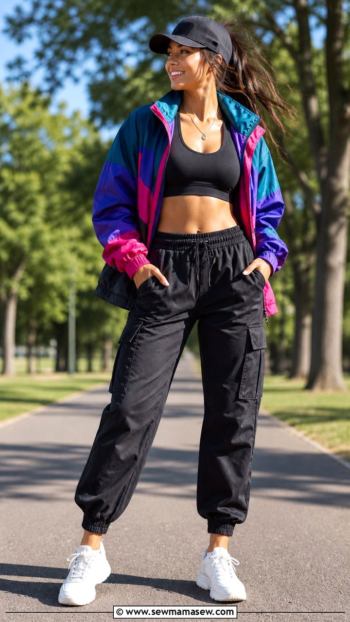 Cargo Pants With Sports Bra And Windbreaker - 40 casual cargo pants outfits