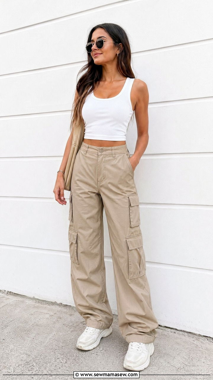 Cargo Pants With Tank Top Outfit - 35 everyday outfit ideas for women